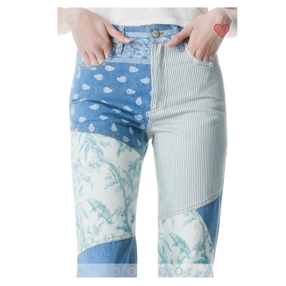 Alice + Olivia Amazing High Rise Patchwork Jeans Sz 25 - Picture 6 of 14